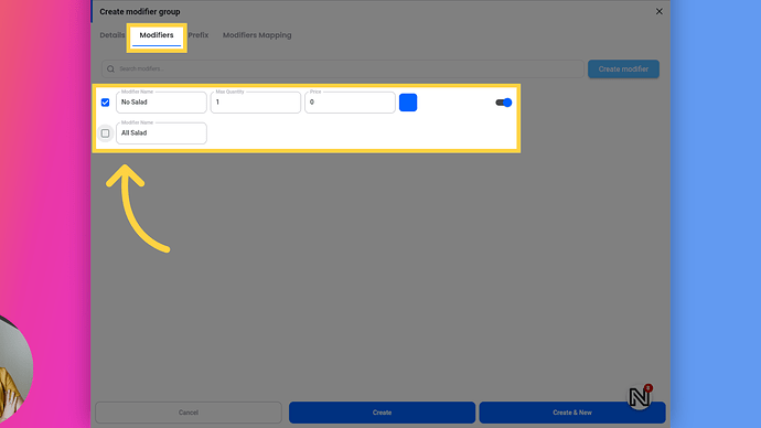 Adding Modifiers to the Modifiers Group