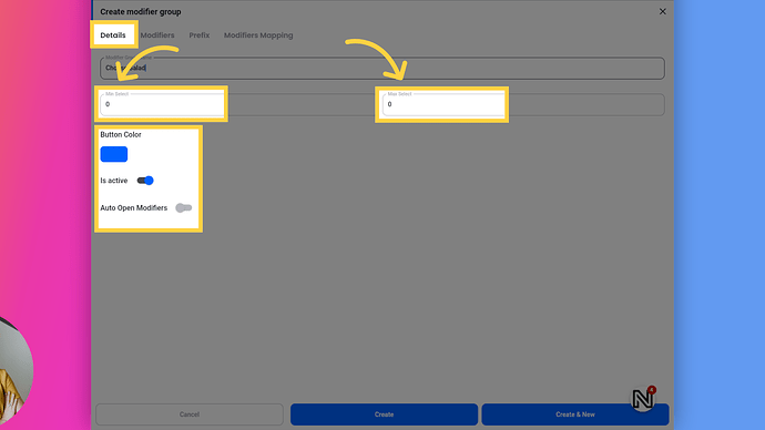 Modifiers Group Min/Max and Other Configurations