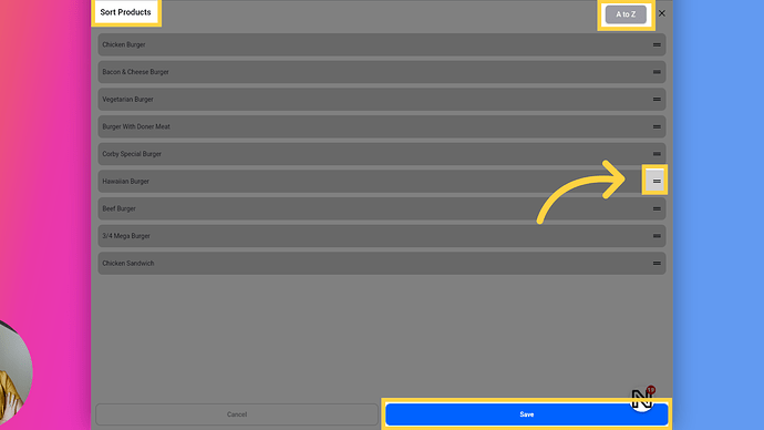 Sorting Products Page